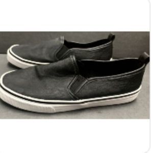 Divided H&M Women Girls Shoes Black Flat Slip on faux leather rubber Soles  7.5